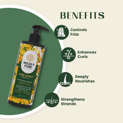 Wildly Pure Free Spirit Curly Shampoo for Dry & Frizzy Hair rich in Pro Vitamin B5 (300 ml)