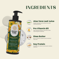 Wildly Pure Free Spirit Curly Shampoo for Dry & Frizzy Hair rich in Pro Vitamin B5 (300 ml)