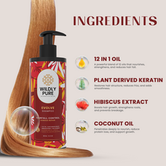 Wildly Pure Evolve Hair Fall Control shampoo with Plant Derived Keratin & Hibiscus Extract (300 ml)