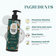 Wildly Pure Calm Anti Dandruff Shampoo for itchy & flaky scalp with Piroctone Olamine & Aloe Vera Leaf Juice (300 ml)