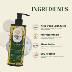 Wildly Pure Free Spirit Curly Shampoo for Dry & Frizzy Hair rich in Pro Vitamin B5 (150 ml)